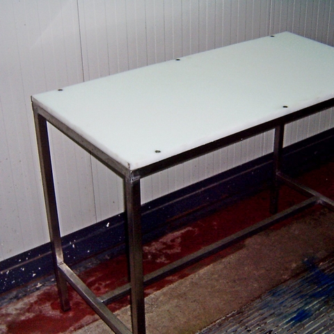 Tavolo in acciaio inox con piano in teflon